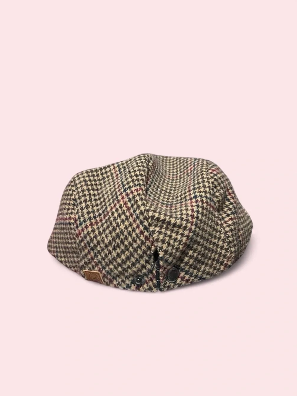Chaps Classic Houndstooth Wool Driver Cap - Brown